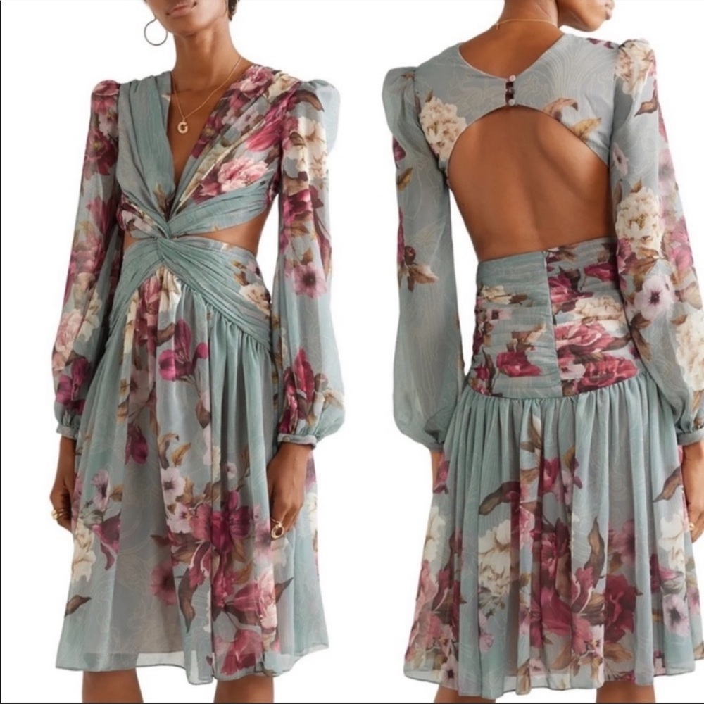 PatBo Peony Print Cutout Midi Dress Size 2 - Picture 15 of 16